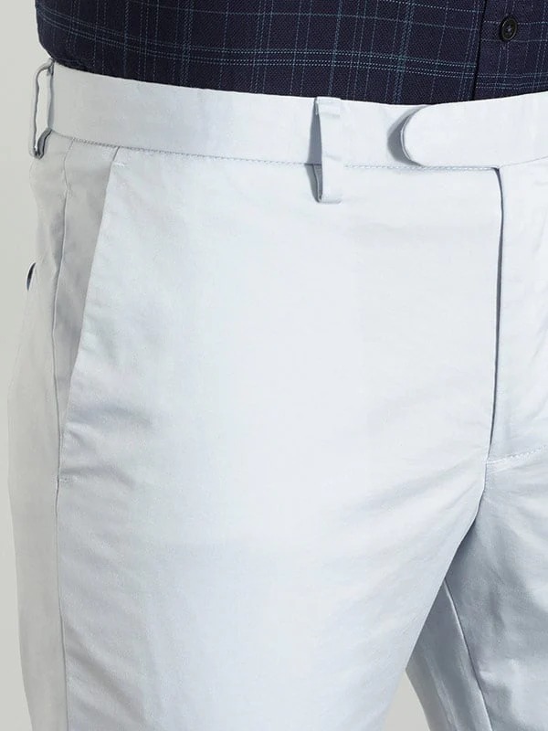 Indian Terrain Men's Slim Fit Solid Blue Trousers